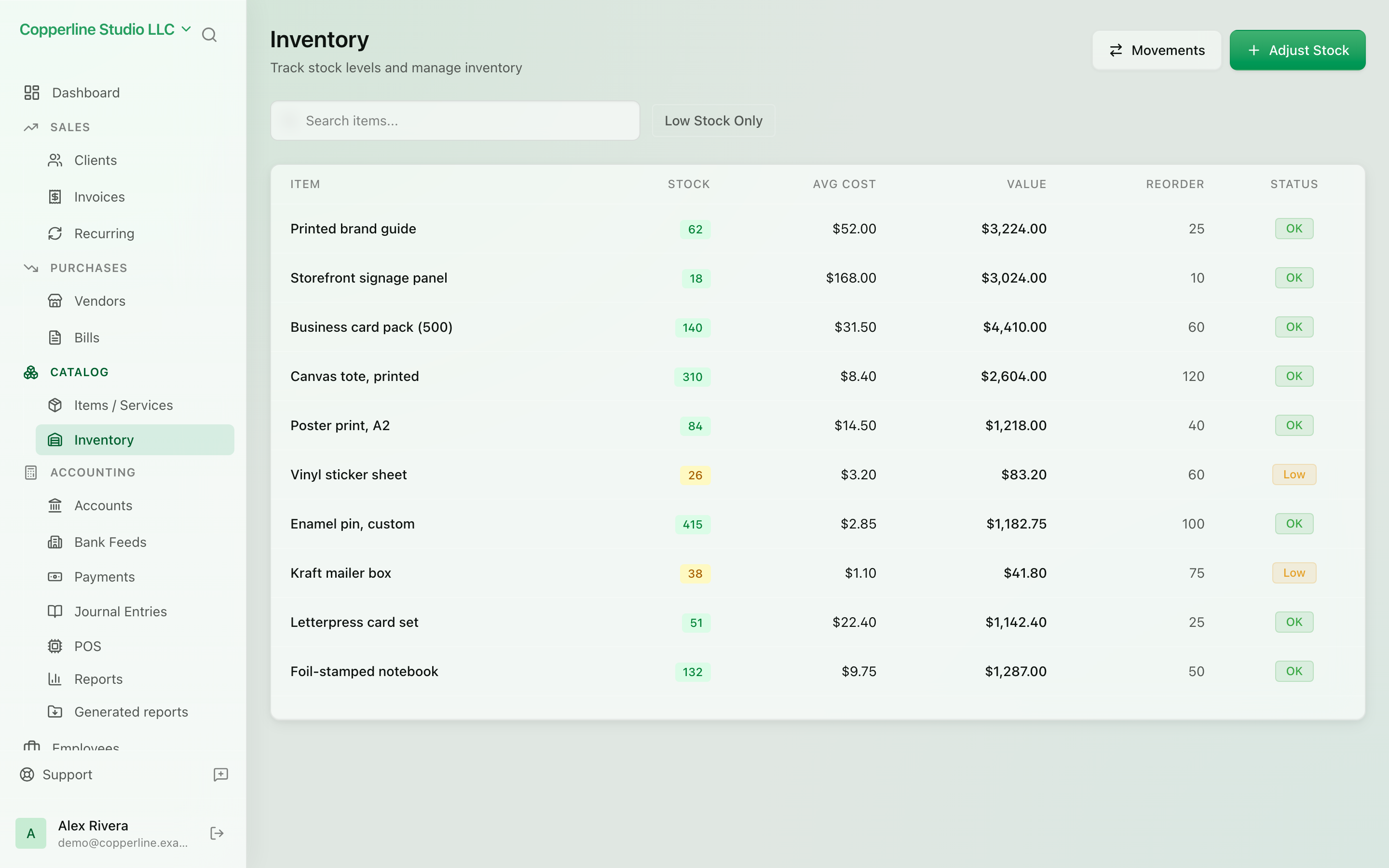 The Inventory screen in Nefin