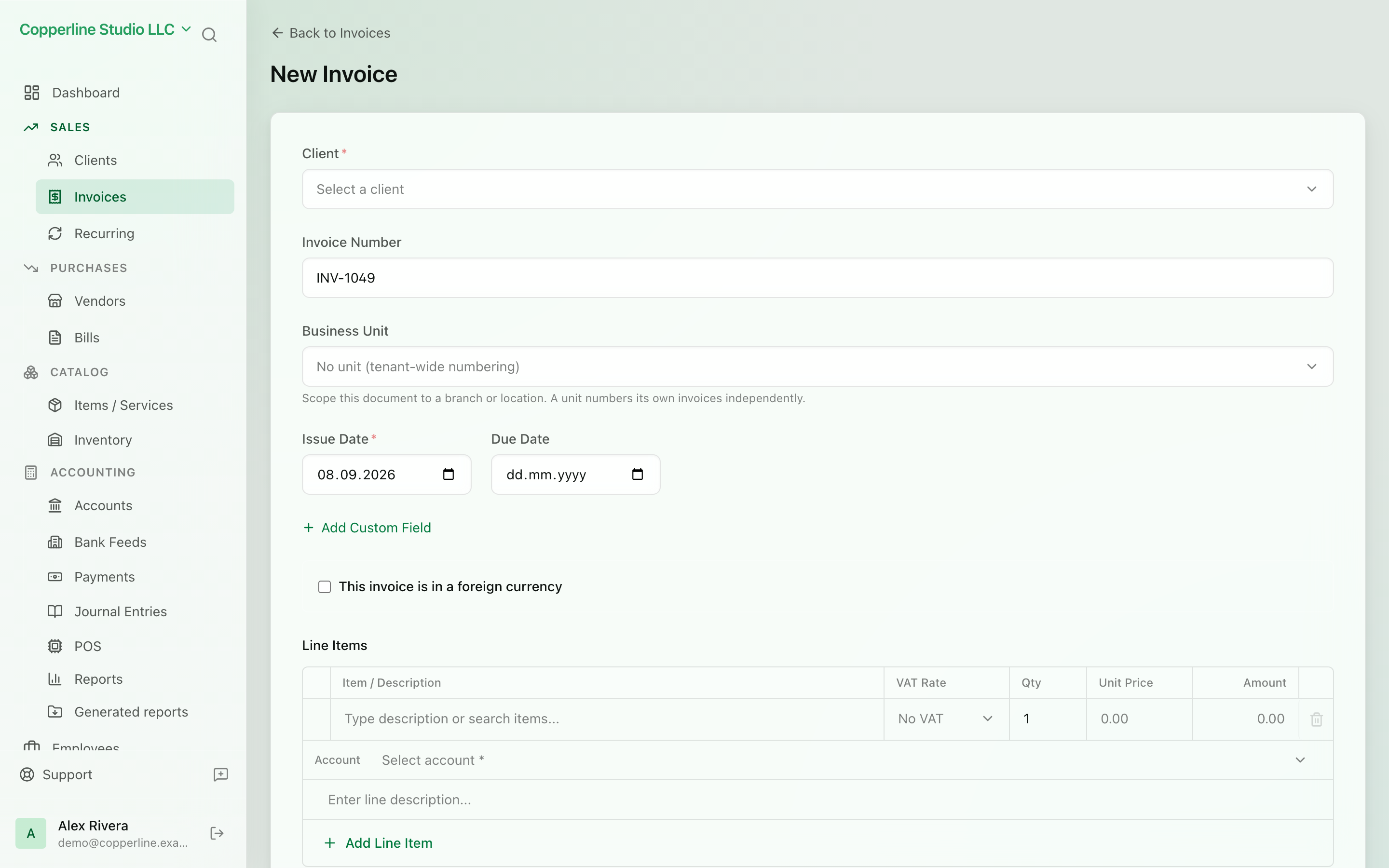 The Multi-currency screen in Nefin